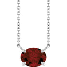 Garnet necklace in sterling silver with east-west prong setting