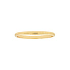Ribbed Band Ring in 14K yellow gold, 2mm slim profile with polished ribbed texture.