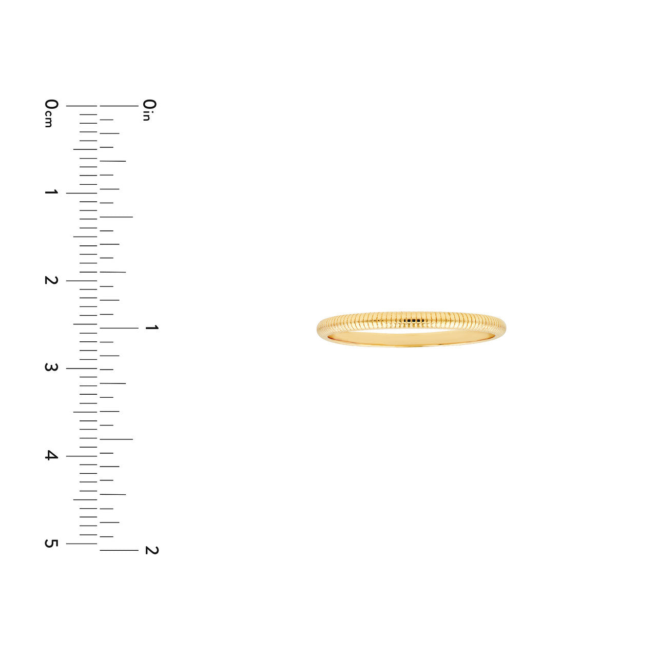 Gold Ribbed Band shown with ruler for scale variant--6 variant--7 variant--8