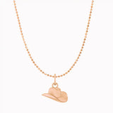 Cowgirl Hat Necklace in 14K rose gold on bead chain, front view variant--14K-rose-gold