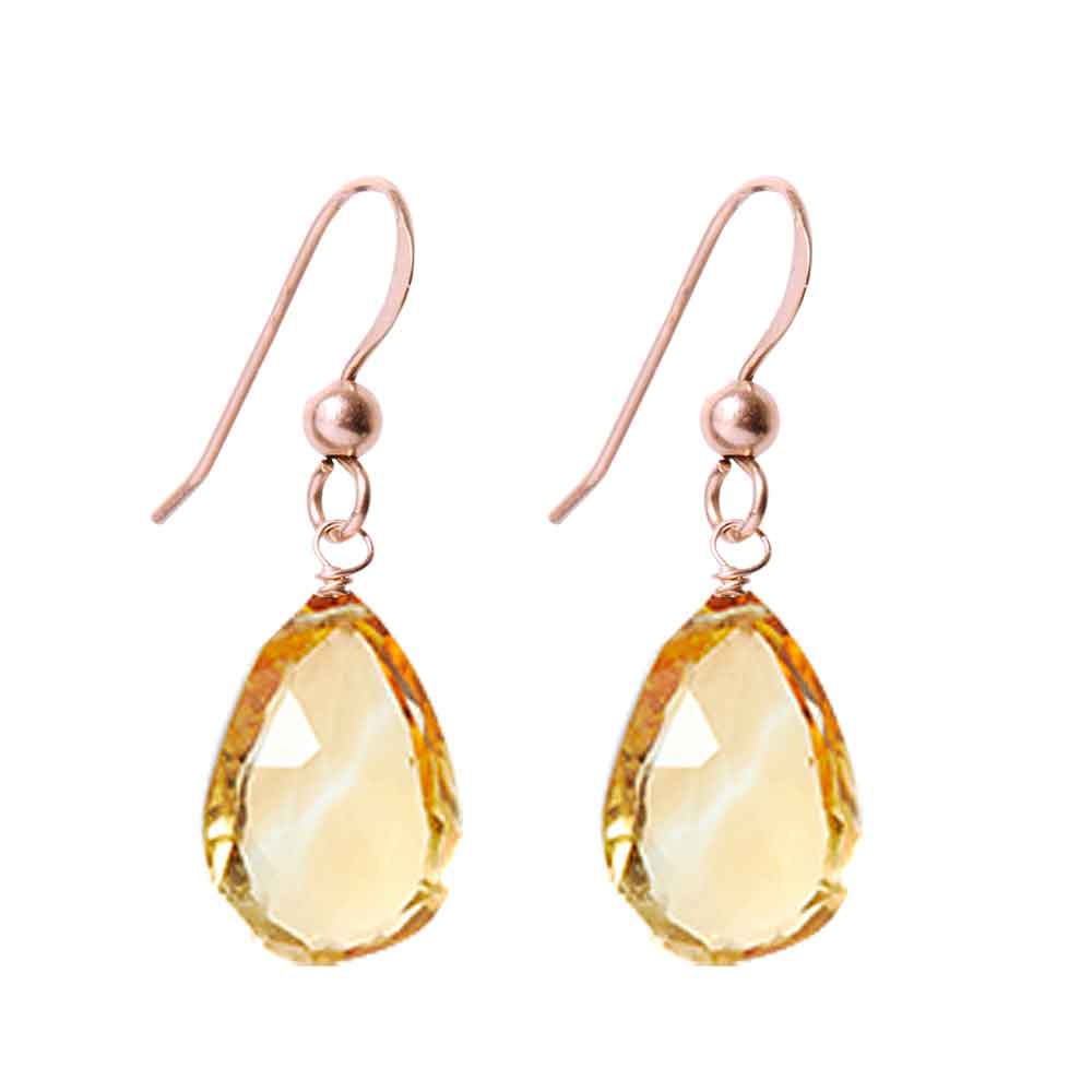 Rose Gold-fill Citrine earrings, Rose Gold-fill Citrine gemstone earrings, Rose Gold-fill Citrine birthstone earrings