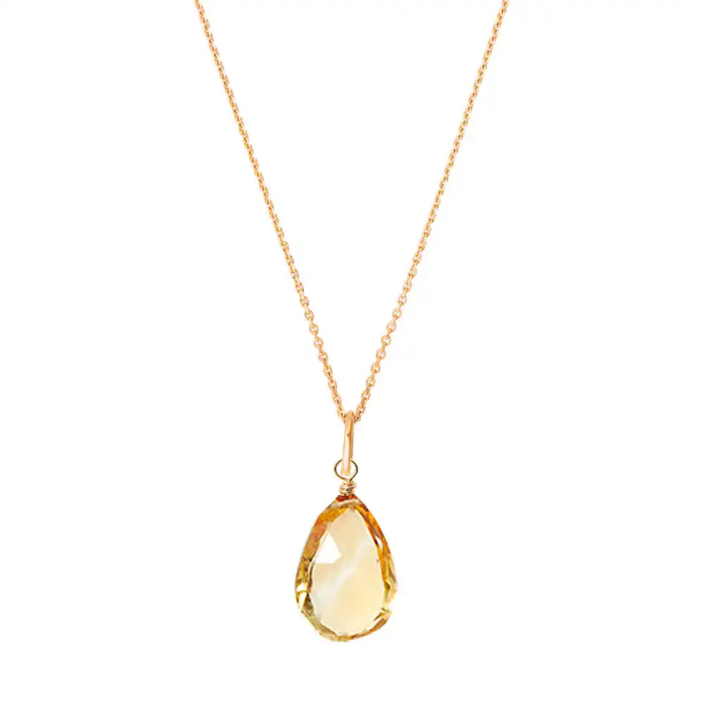 Rose gold-fill citrine necklace with golden yellow gemstone