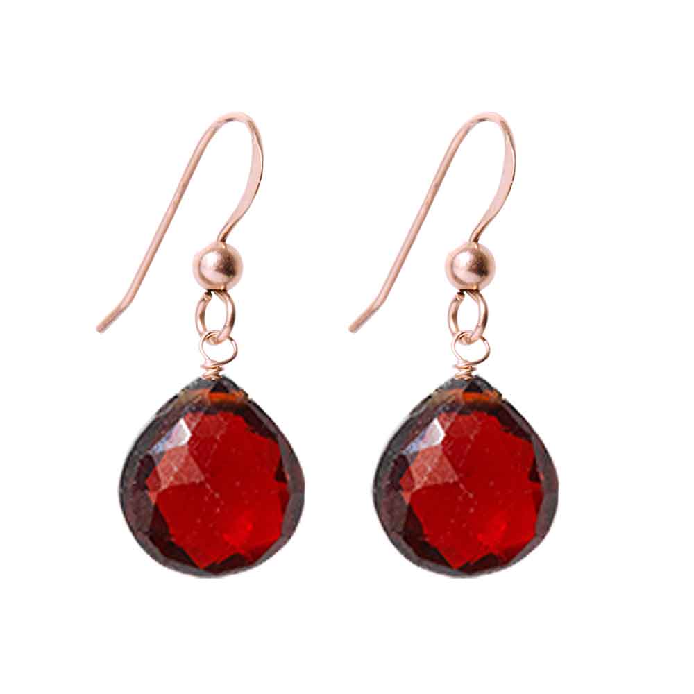 Rose Gold-fill Garnet earrings, Rose Gold-fill Garnet gemstone earrings, Rose Gold-fill Garnet birthstone earrings