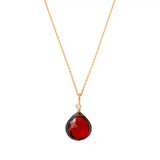 Garnet drop necklace in gold-fill, showing chain detail Gold-fill variant--Rose-Gold-fill