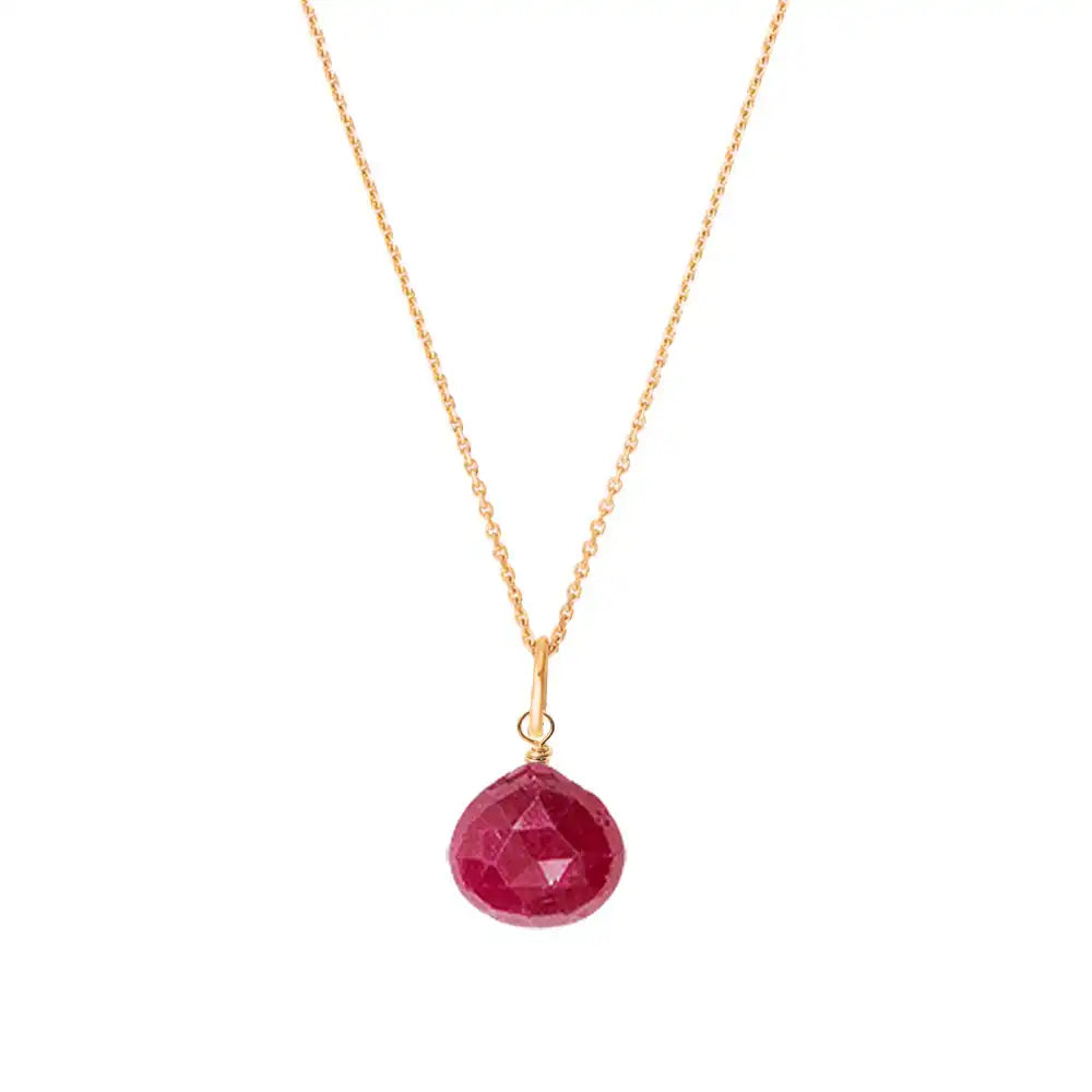 Feminine ruby necklace on a rose gold-fill chain gold-fill variant--Rose-gold-fill