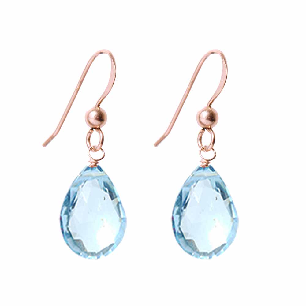 Rose Gold-fill Swiss Blue Topaz earrings, Rose Gold-fill Swiss Blue Topaz gemstone earrings, Rose Gold-fill Swiss Blue Topaz birthstone earrings