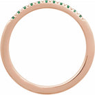 French-set emerald ring in romantic rose gold detailed view