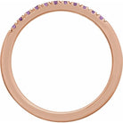 French-set amethyst gemstone band in rose gold