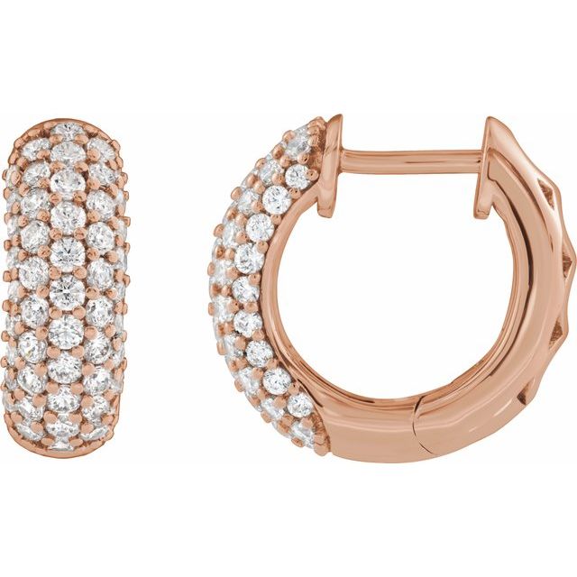 Eco-Friendly ½ Carat Diamond Pavé Hoop Earrings in Rose Gold variant--14K-rose-gold
