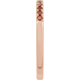 Slim stackable rose gold ring with deep red gems variant--14K-rose-gold