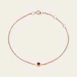 Bezel-set ruby bracelet in 14K rose gold on adjustable curb chain rose gold variant--14K-rose-gold variant--Ruby