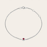 Minimalist bezel ruby bracelet for stacking white gold variant--14K-white-gold variant--Ruby