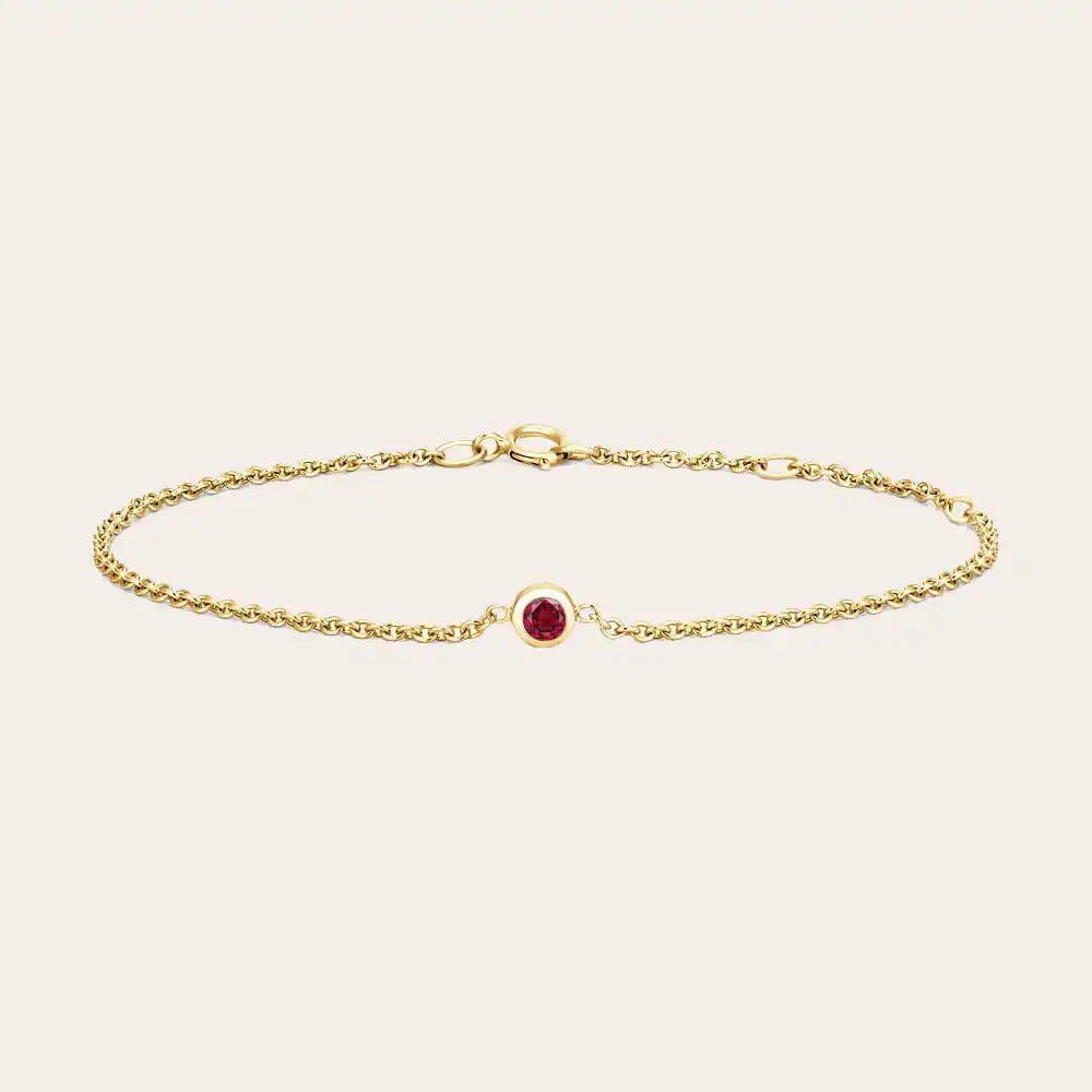 Bezel-set ruby bracelet in 14K gold variant--14K-yellow-gold variant--Ruby