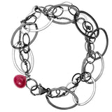 Ruby woven chain bracelet recycled sterling silver sterling silver variant--Ruby variant--Oxidized-sterling-silver
