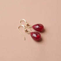 Lightweight ruby earrings handcrafted in the US. variant--Gold-fill variant--Sterling-silver variant--14K-yellow-gold variant--14K-white-gold variant--Ruby