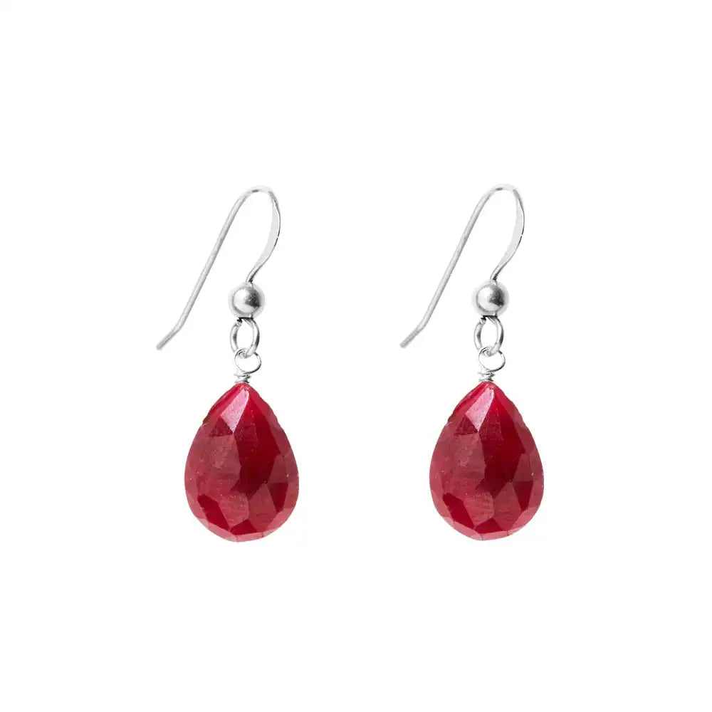 Handmade ruby earrings in polished sterling silver variant--Sterling-silver variant--Ruby
