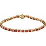 Ruby tennis bracelet 14K gold emerald-cut rubies yellow gold variant--14K-yellow-gold