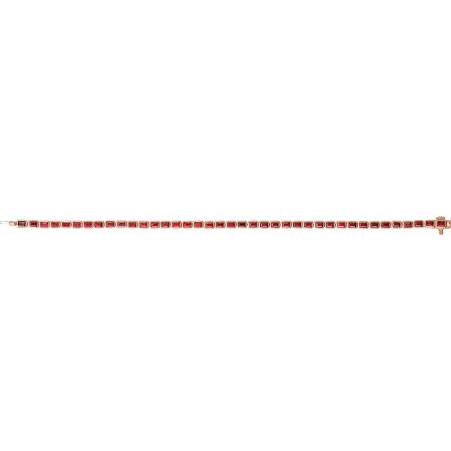 Ruby tennis bracelet with secure box clasp
