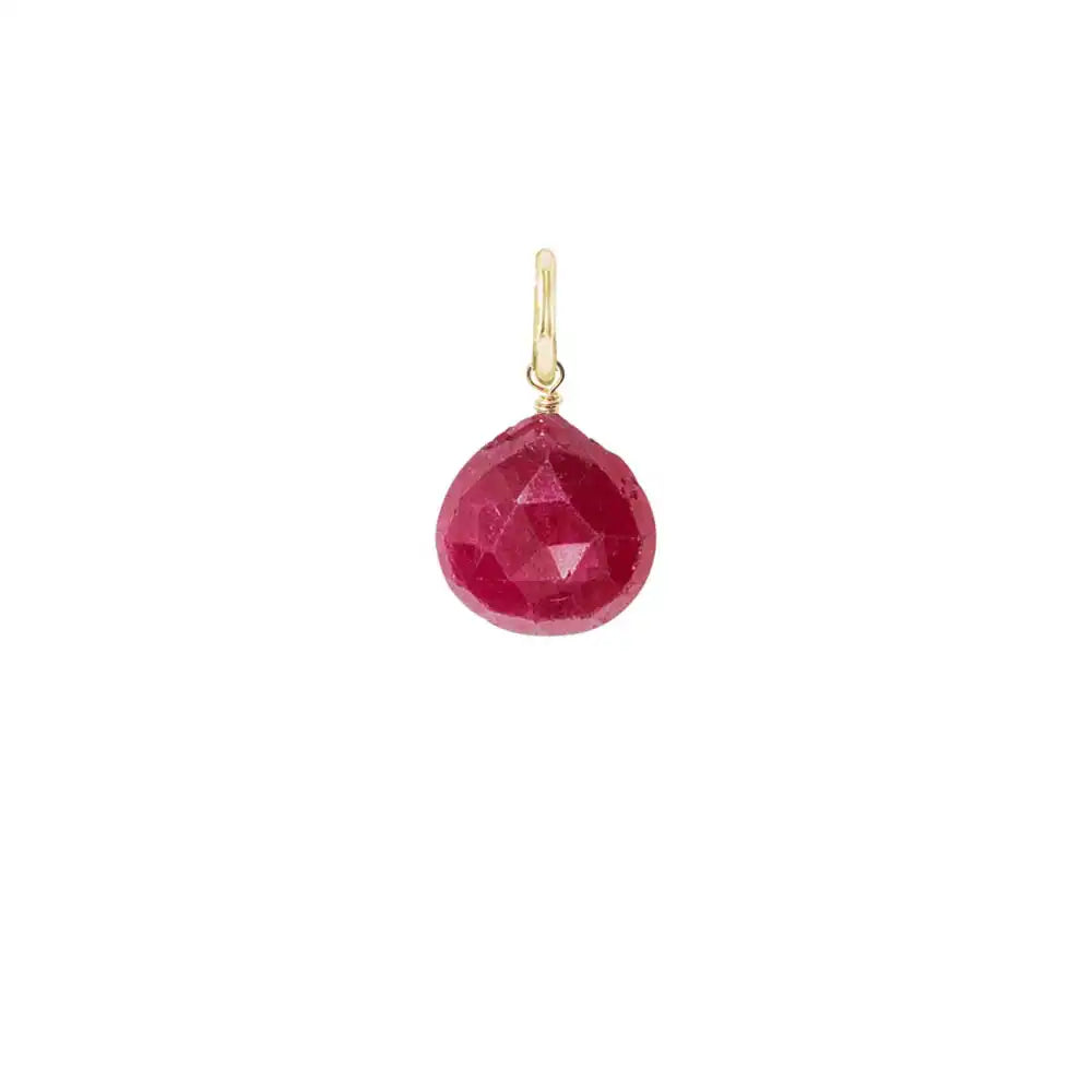 Gift-ready Large Sterling silver Ruby briolette charm USA variant--Ruby variant--Gold-fill variant--Large