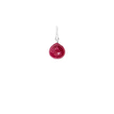 Ruby briolette charm in sterling silver, teardrop gemstone close-up variant--Ruby variant--Sterling-silver variant--Small