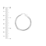 4mm gold tube hoop earrings 40mm in 14K white gold with ruler for scale variant--14K-white-gold variant--40mm