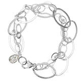 Natural rutilated quartz woven chain bracelet in sterling silver, side view detail silver variant--Sterling-silver