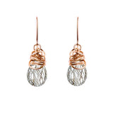 Rutilated quartz dangle earrings in rose gold-fill, crystal with copper-tone rutile needles in blush gold setting variant--Rose-Gold-fill