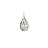 Faceted teardrop charm in rutilated quartz, 12mm, suspended from artisan sterling silver wrap. variant--Gold-fill variant--Large