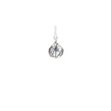 Natural rutilated quartz 8mm briolette charm in white gold, side view detail variant--Sterling-silver variant--Small