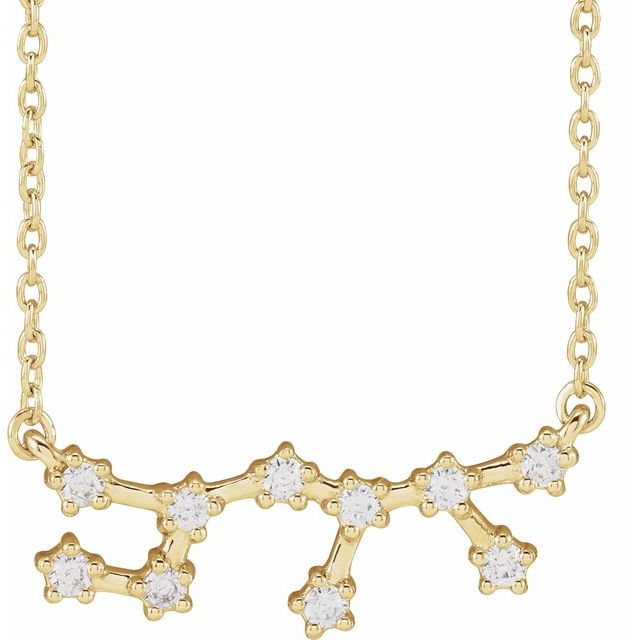 14K gold Sagittarius zodiac constellation necklace with natural diamonds