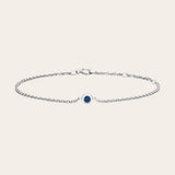 14K white gold Sapphire bracelet, Minimalist sapphire birthstone bracelet with Ceylon blue stone white gold variant--14K-white-gold variant--Sapphire