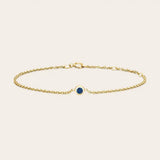 Bezel-set sapphire bracelet in 14K yellow gold on adjustable curb chain variant--14K-yellow-gold variant--Sapphire