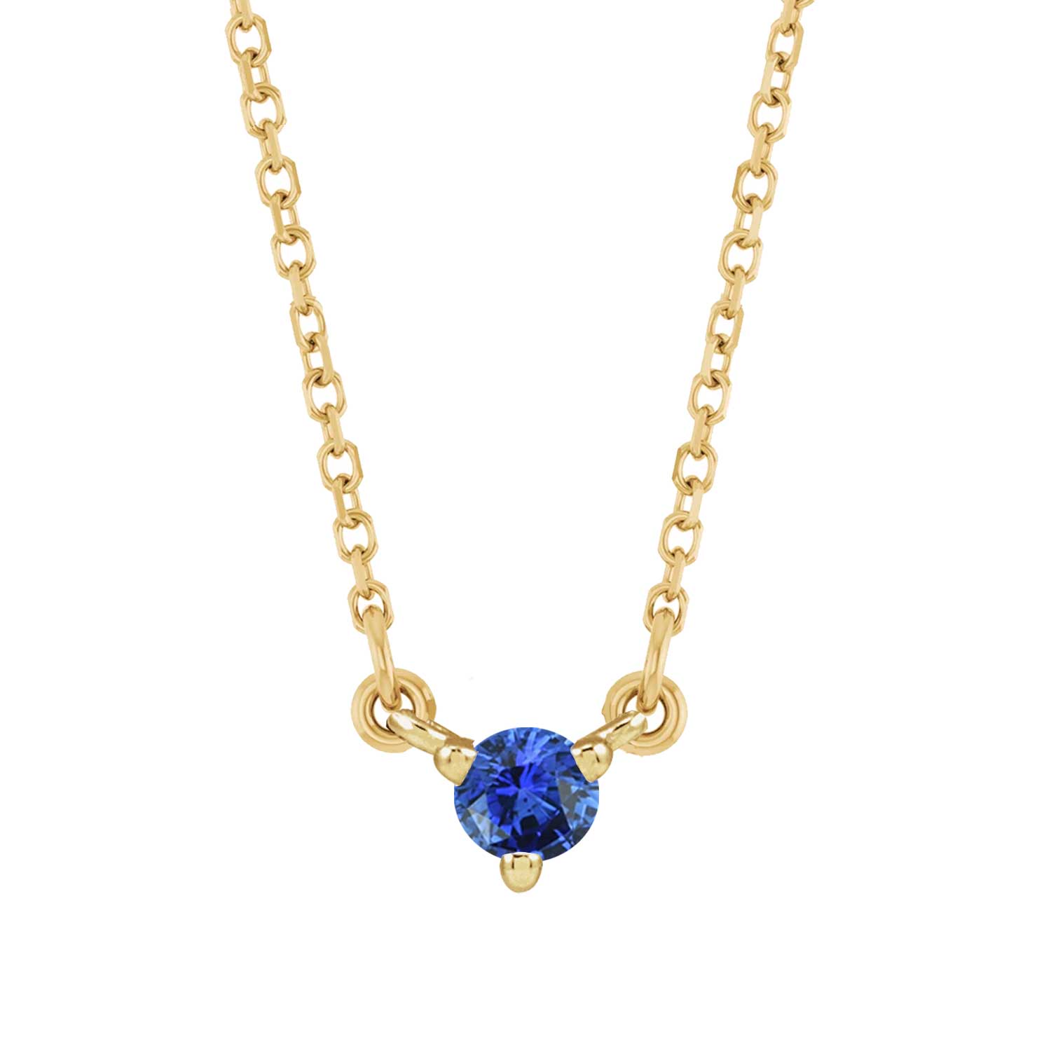 Personalized gift necklace with sapphire birthstone in yellow gold variant--Sapphire variant--14K-yellow-gold