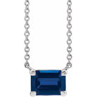 Sapphire emerald-cut necklace in 14K white gold