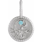 Scorpio medallion charm in white gold with diamond accent