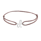 Script initial d silk bracelet in sterling silver on brown silk