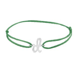 Script initial d silk bracelet in sterling silver on emerald silk