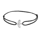 Script initial f silk bracelet in sterling silver on black silk