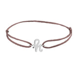 Script initial h silk bracelet in 14K white gold on brown silk