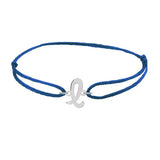 Script initial l silk bracelet in 14K white gold on blue silk