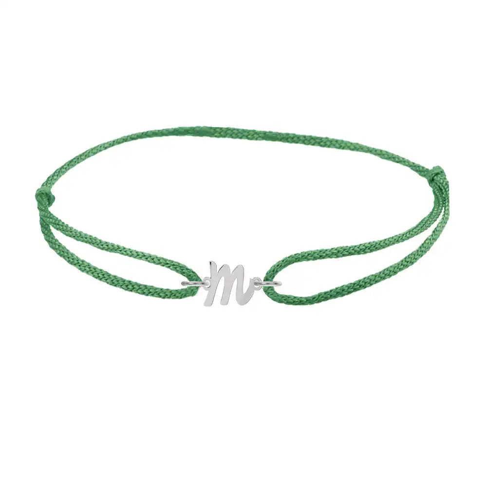Script Initial 'M' Bracelet on Silk