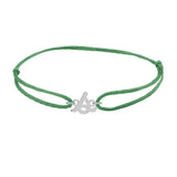 Script initial s silk bracelet in sterling silver on emerald silk