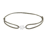 Script initial w silk bracelet in sterling silver on olive silk