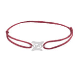 Script initial z silk bracelet in 14K white gold on burgundy silk