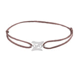 Script initial z silk bracelet in sterling silver on brown silk