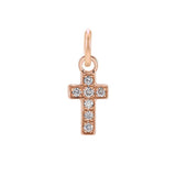Diamond pavé cross charm in 14K rose gold, front view variant--14K-rose-gold