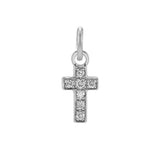 Diamond pavé cross charm in 14K white gold, front view variant--14K-white-gold