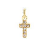 Diamond pavé cross charm in 14K yellow gold, front view variant--14K-yellow-gold