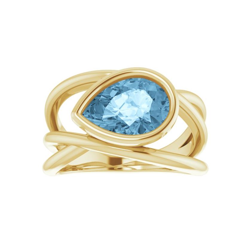 Sculptural aquamarine ring featuring 2.8 CT pear stone, artisan-crafted