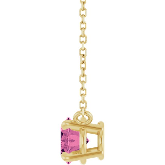 Side view East-west tourmaline necklace layered with minimalist gold jewelry variant--14K-rose-gold variant--14K-white-gold variant--14K-yellow-gold variant--Sterling-silver